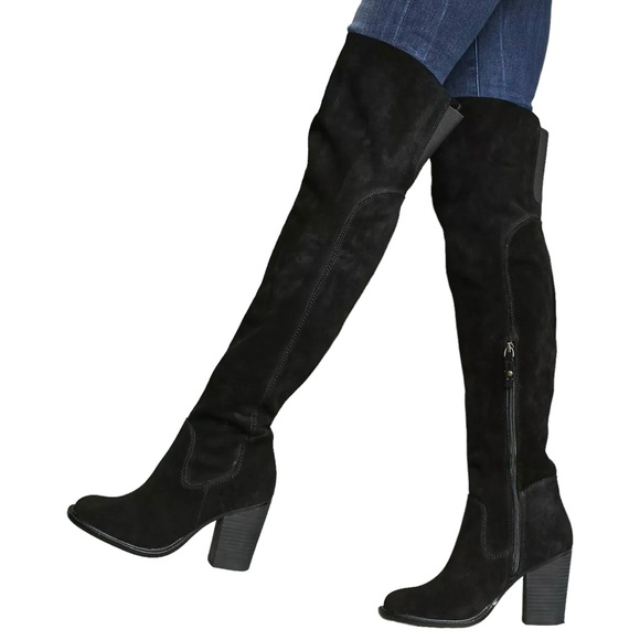 NWOT Kelsi Dagger Brooklyn Logan Black Suede Over The Knee Boots Size 6.5 - Picture 2 of 16